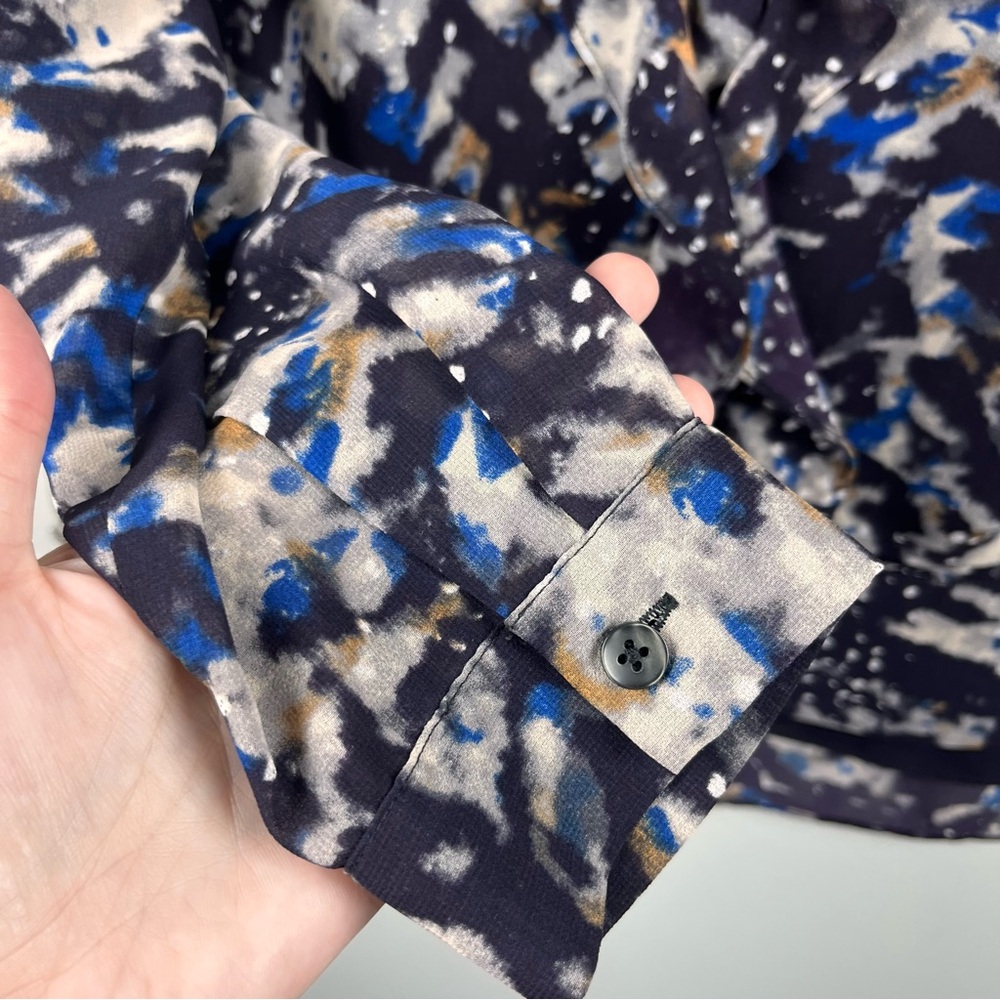 CAbi #3066 Starry Night Ruffle Button Front Blouse Medium Blue Career - Picture 4 of 10